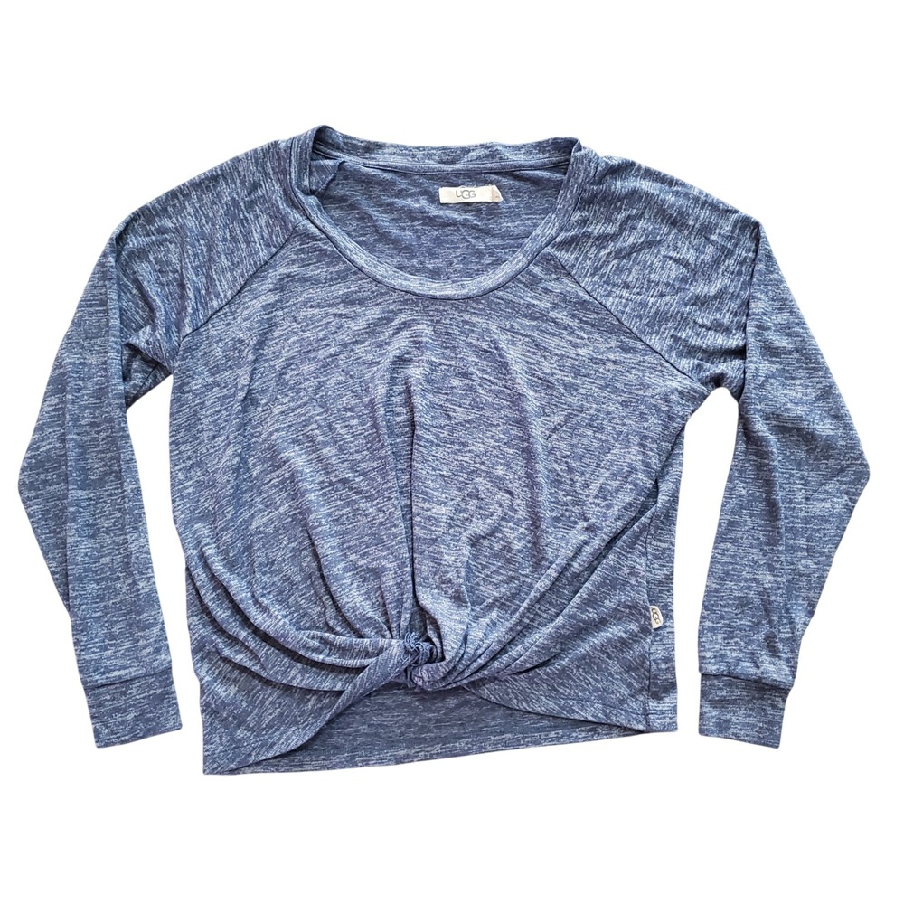 UGG Womens Blue Heather Space Dye Twist Front Long Sleeve Top 1095513 Small